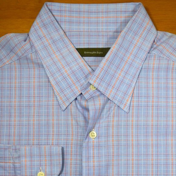 $790 NWT ERMENEGILDO ZEGNA COTTON MEN BLUE LONG SLEEVE SHIRT MEN XXL ITALY - Picture 7 of 13
